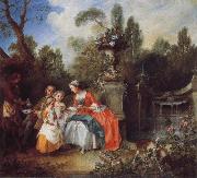 Nicolas Lancret A Lady in a Garden Taking coffee with some Children china oil painting reproduction